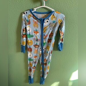 Little Sleepies Blue Animal birthday Print Kids Footie 6-12mos